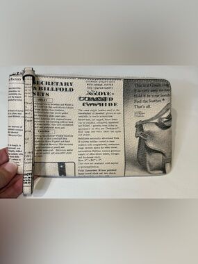 Coach Wristlet in Newspaper Print Large Corner Zip 5” x 8”